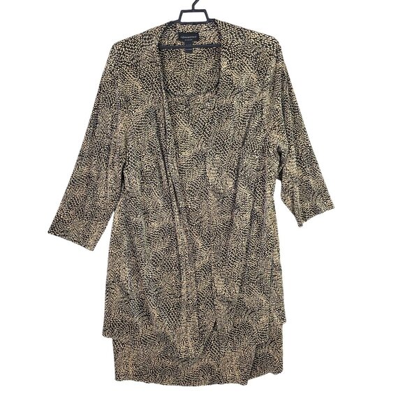 Womans Connected Black & Beige Animal Print Open Cardigan Plus Size 34W - Picture 1 of 8